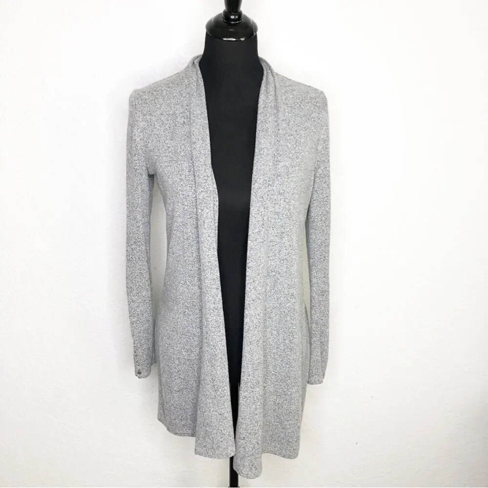 WHBM gray marled open front long cardigan size Extra Small XS
